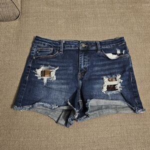 Judy Blue Los Angeles Blue Distressed Denim Casual Shorts Size Large